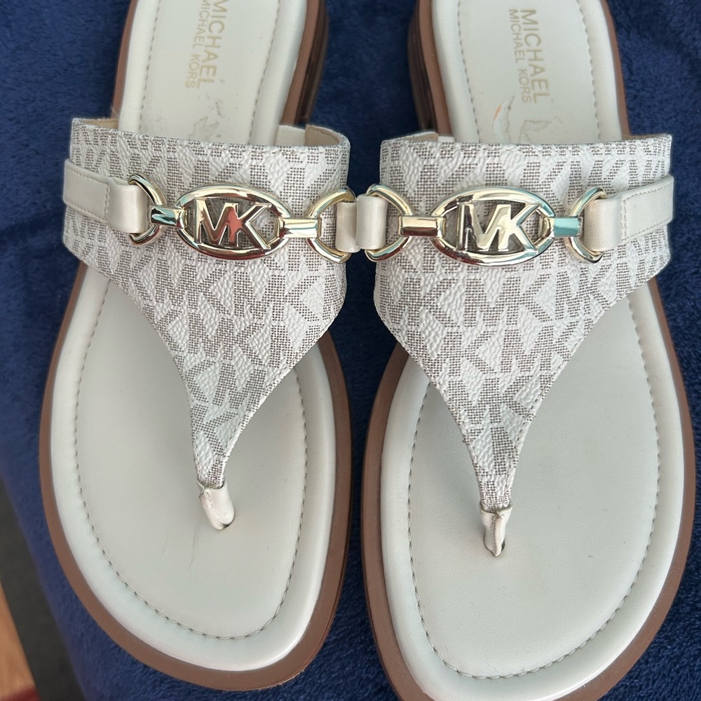 CLOSET CLEARANCE SALE - EUC Michael Kors Logo Embellished Sandals